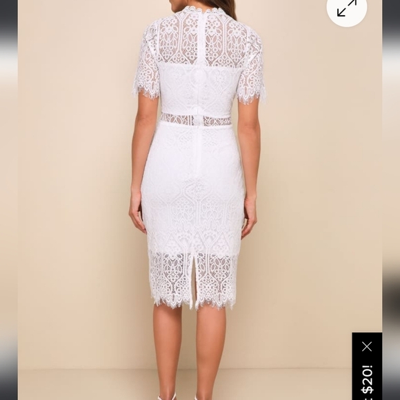 Lulus Remarkable White Sheer Lace Dress Size Small New - Picture 10 of 12